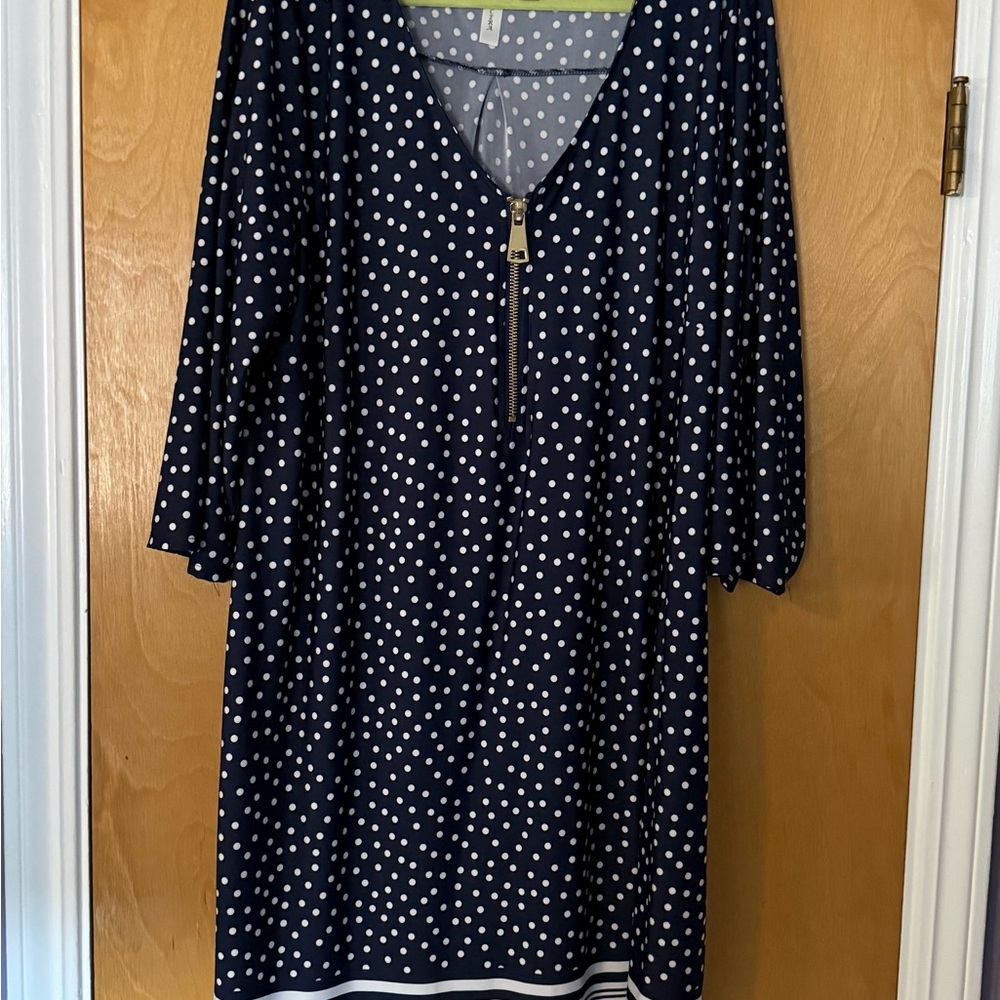 Tacera Navy Polka Dot Dress